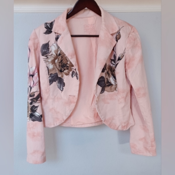 Lorena Conti floral blazer. Made in France, in pink, brown and black. Size M - Picture 3 of 6